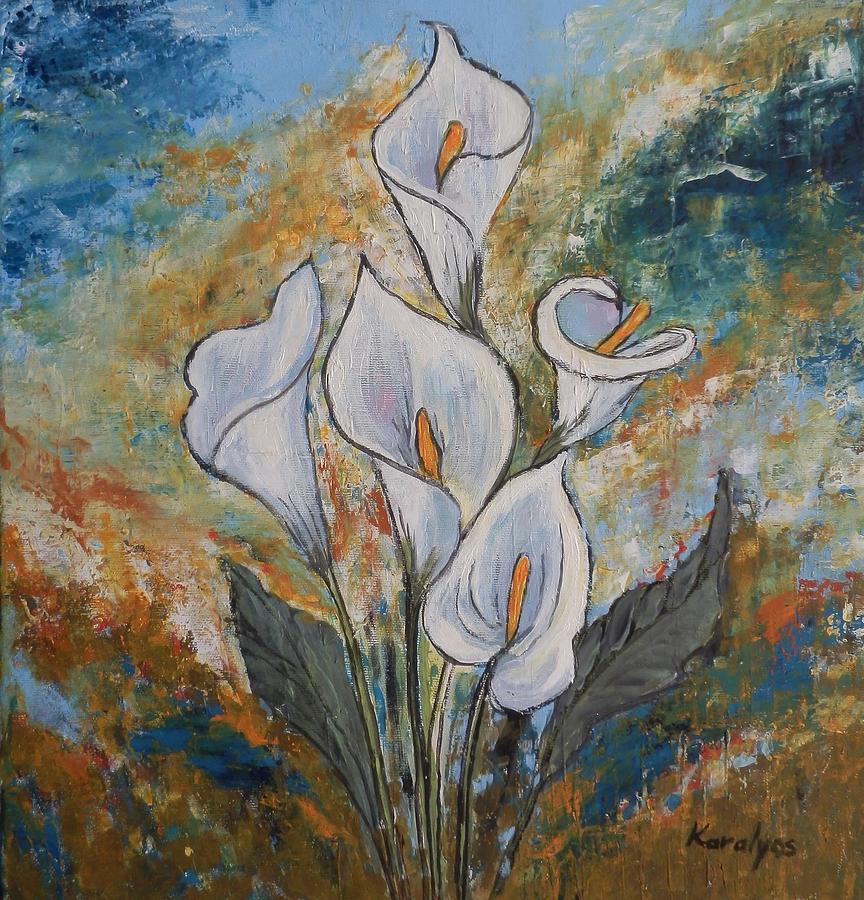 Calla lilies Painting by Maria Karalyos - Fine Art America