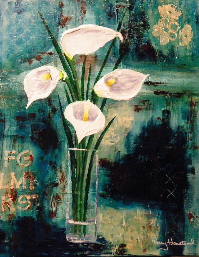 Abstract Painting - Calla Lilies by Terry Honstead