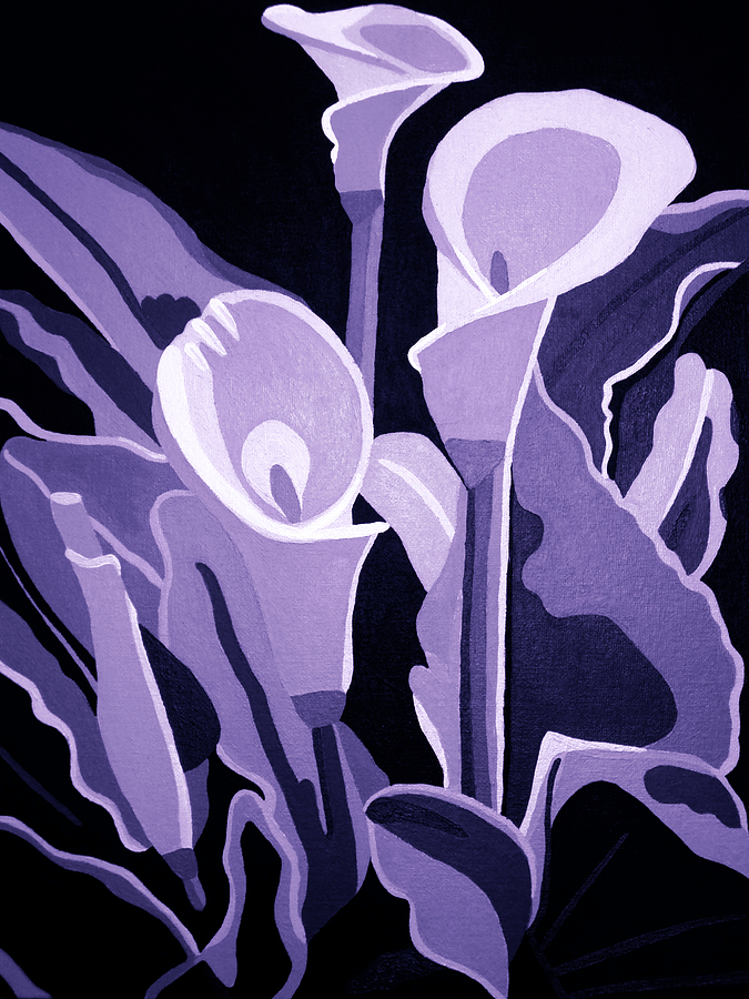Calla Lillies Lavender Painting by Angelina Tamez