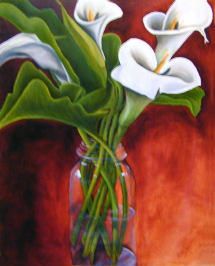 Calla Lilly on Red Painting by Joyce Snyder