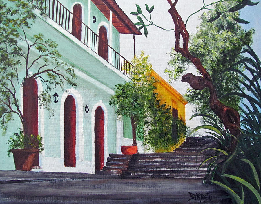 Callejon Del Hospital Painting by Gloria E Barreto-Rodriguez