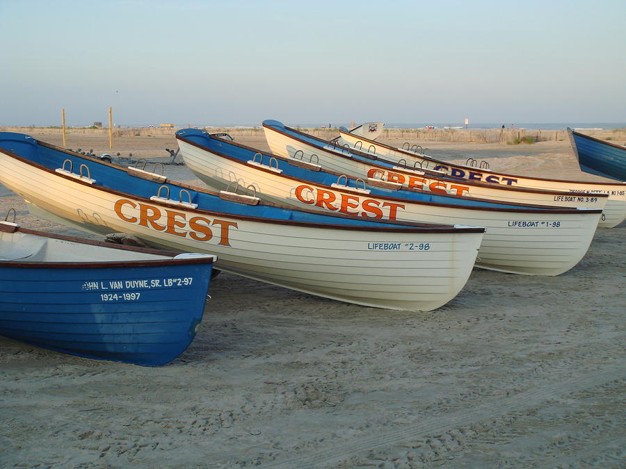 Beach Photograph - Wildwood Crest Lifeboats by Anna Maria Virzi