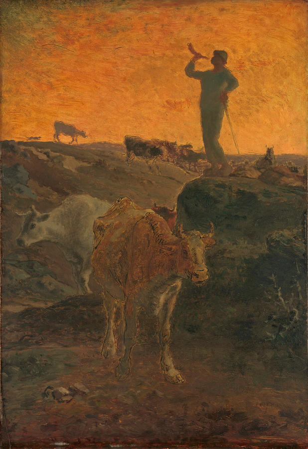 Famous Paintings Painting - Calling the Cows Home by Jean Francois Millet