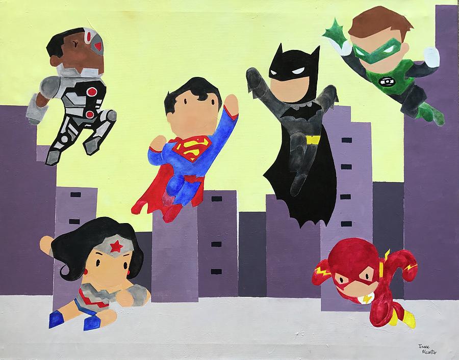 Superhero Painting - Calling The Justices League by Isaac Alcantar