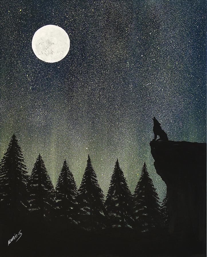 Calling The Moon Painting by Edwin Alverio
