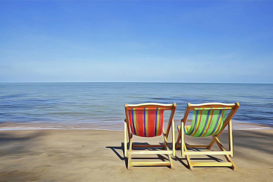 Calm Beach Painting by Harry Warrick