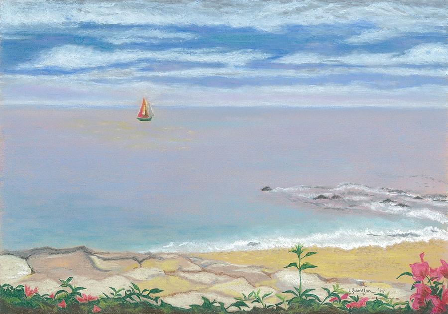 Sailboat Painting - Calm Beach by Leslie Gustafson