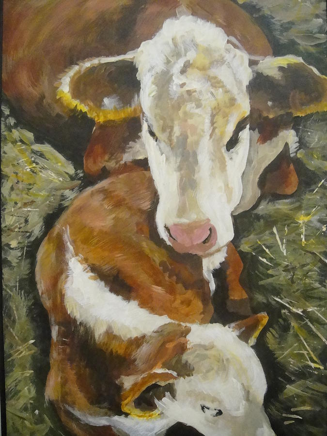 Calm Calf Painting by Edith Hunsberger