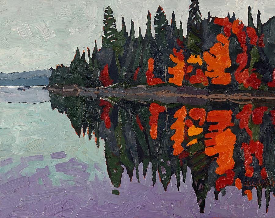 Calm Canoe Lake Reflections Painting by Phil Chadwick