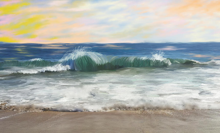 Calm Day at the Wedge Newport Beach Painting by Angela Stanton