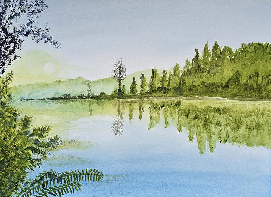 Calm Lake Reflection  Painting by Linda Brody