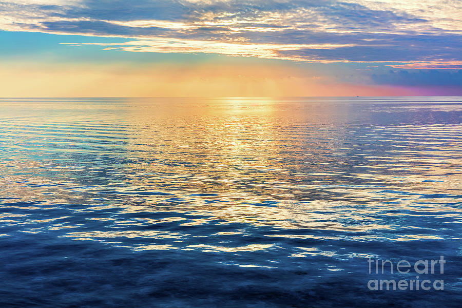 Calm ocean at sunset. Dramatic sky Photograph by Michal Bednarek