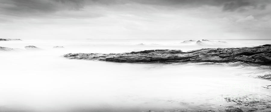 Calm Ocean Landscape Black And White Photograph