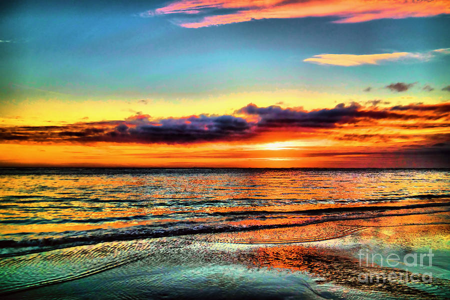 Calm seas and sun fall Photograph by Jeff Swan