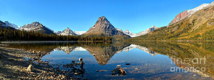 Calm Two Medicine Lake Panorama Photograph by Adam Jewell