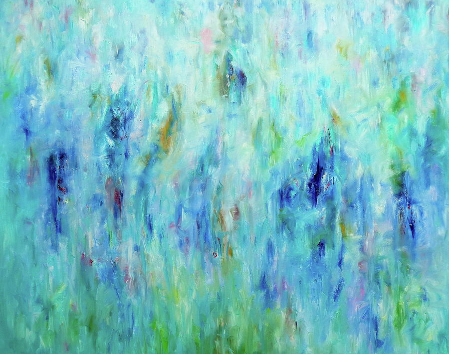 Abstract Painting - Calming turquoise by Elisaveta Sivas