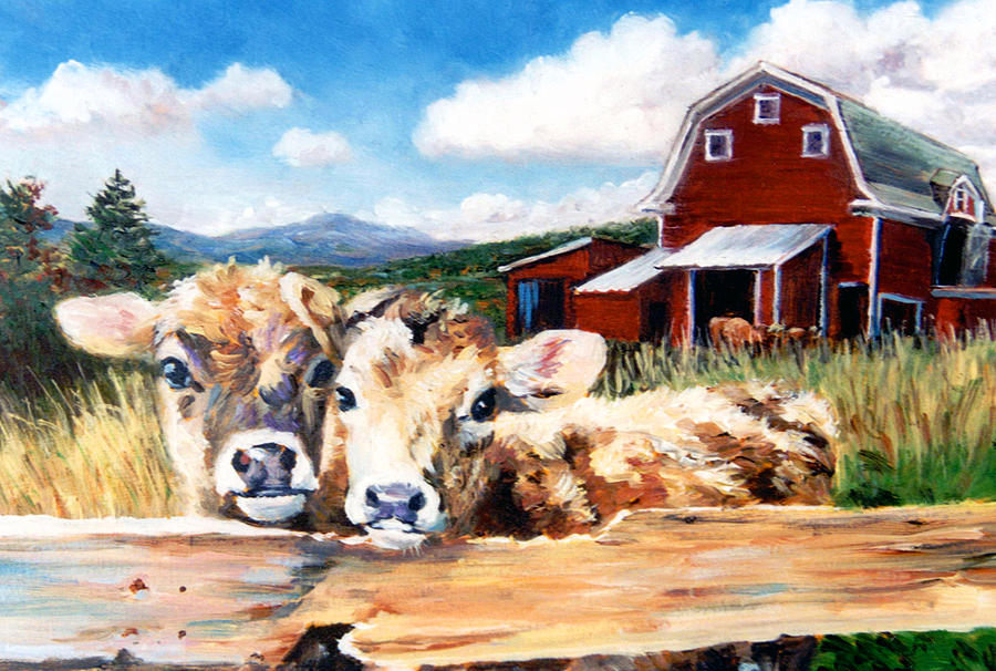Calves Painting by Marie Witte