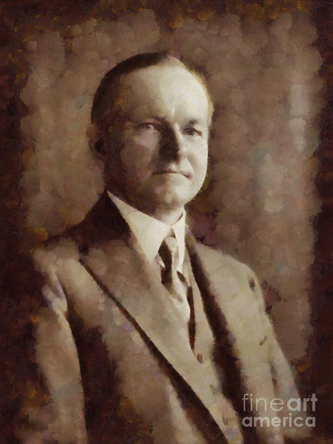 Vintage Painting - Calvin Coolidge, President United States by Sarah Kirk by Esoterica Art Agency