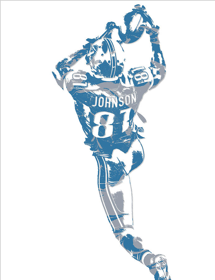 Calvin Johnson Detroit Lions Oil Art Poster by Joe Hamilton - Fine