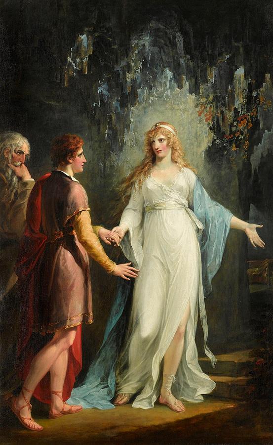Calypso receiving Telemachus and Mentor in the Grotto Painting by MotionAge Designs