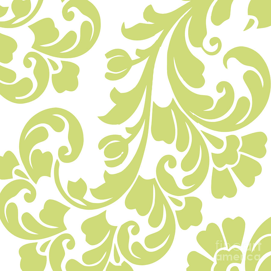 Calyx Chartreuse Damask Painting by Mindy Sommers