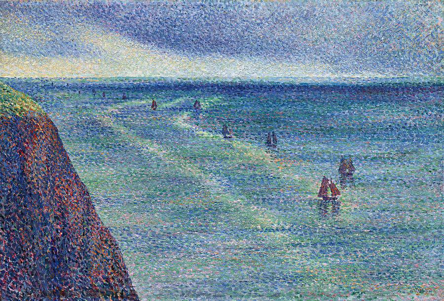 Camaret Fishing boats on the coast Painting by Maximilien Luce
