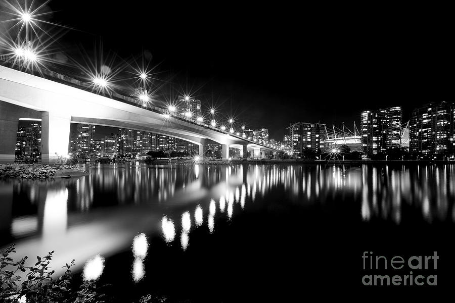 Monochrome Photograph - Cambie Street Bridge Monochrome by Terry Elniski