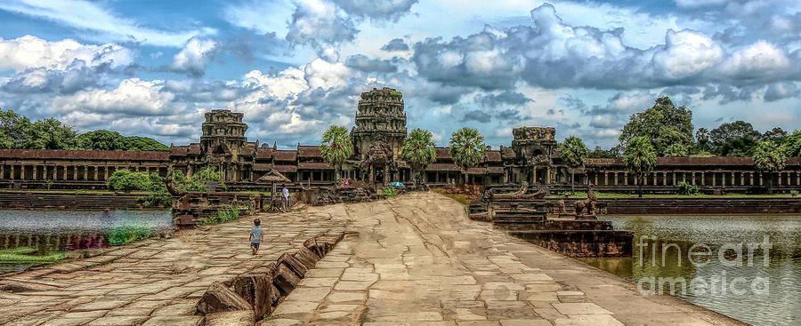 Cambodia Angkor Wat Pathway to Entrance  Digital Art by Chuck Kuhn