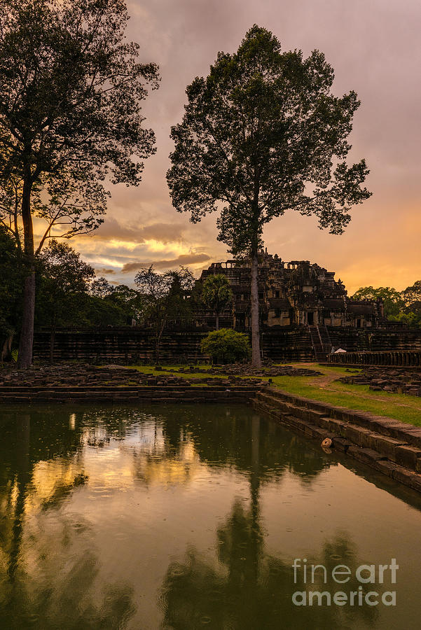 Cambodian Temple Sunset Photograph by Mike Reid