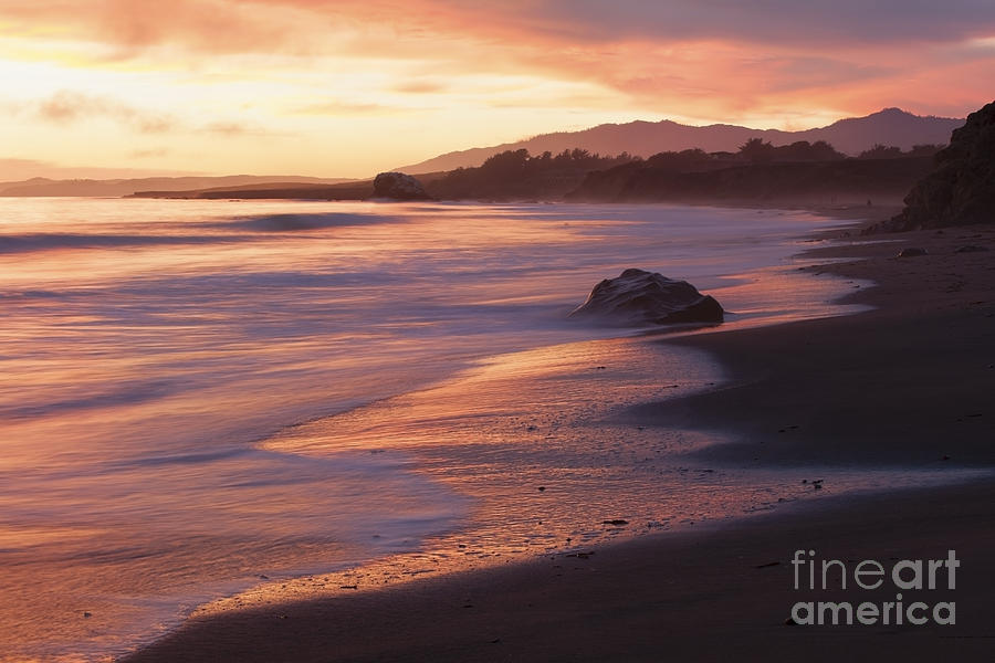 Cambria Coastline with Shimmering Sunset Color Photograph by Sharon ...