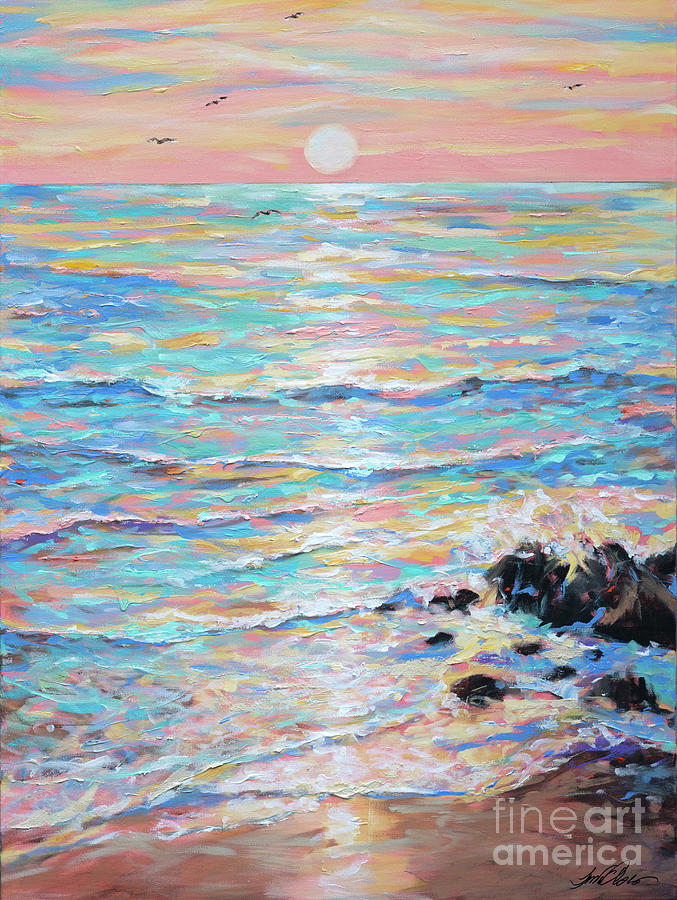 Cambria Sunset Painting by Linda Olsen