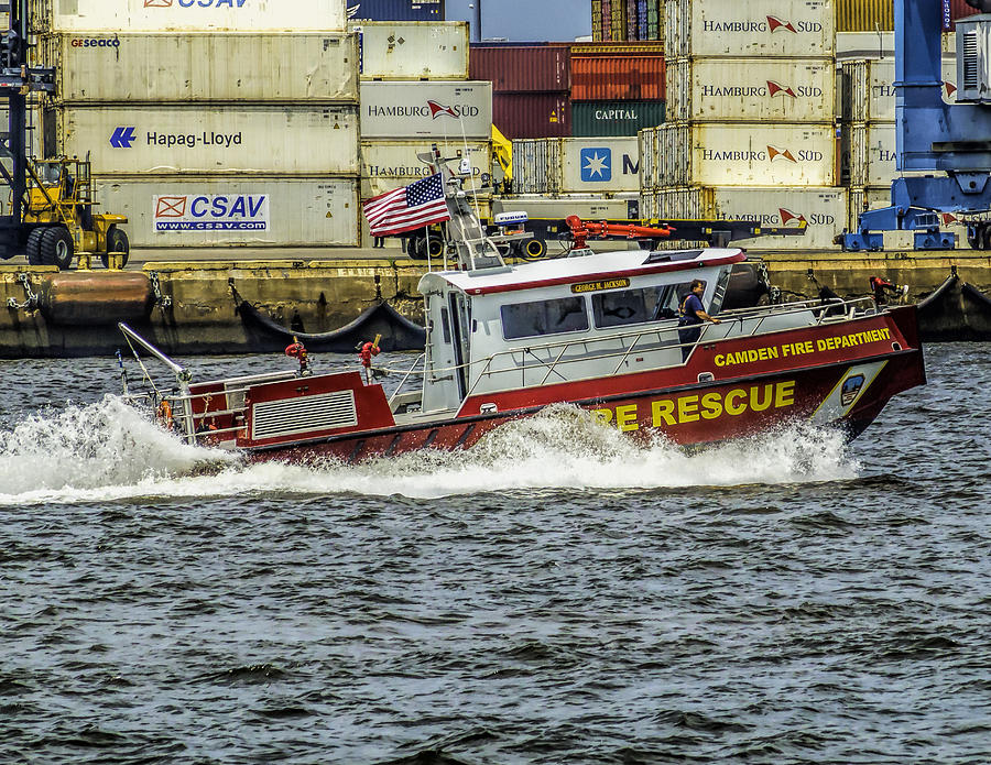 Philadelphia Photograph - Camden City Fire Rescue Boat by Nick Zelinsky Jr