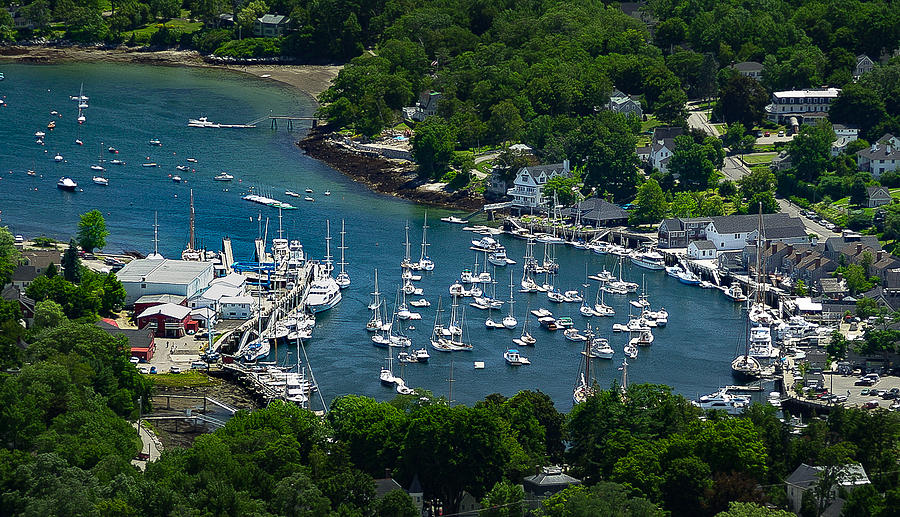 Boat Photograph - Camden Harbor Maine from Mount Battie by David Smith