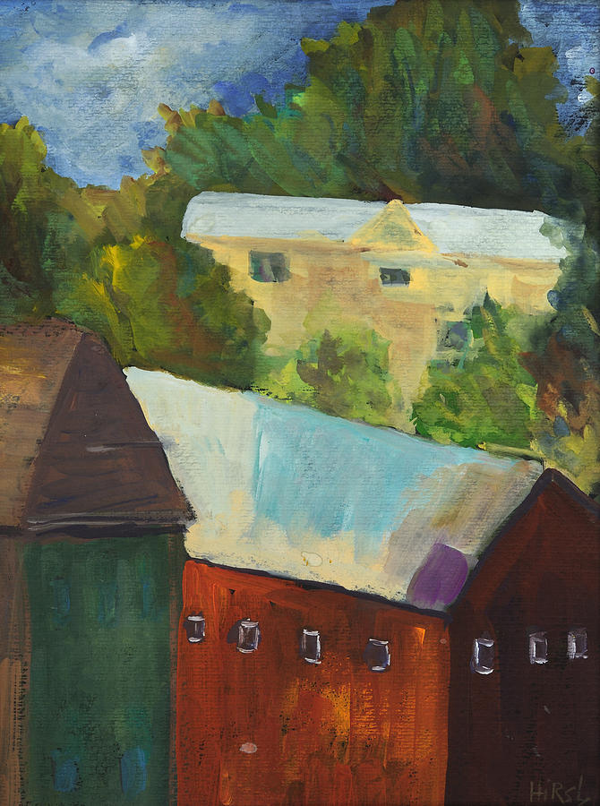 Landscape Painting - Camden Warehouses by Cathy Hirsh