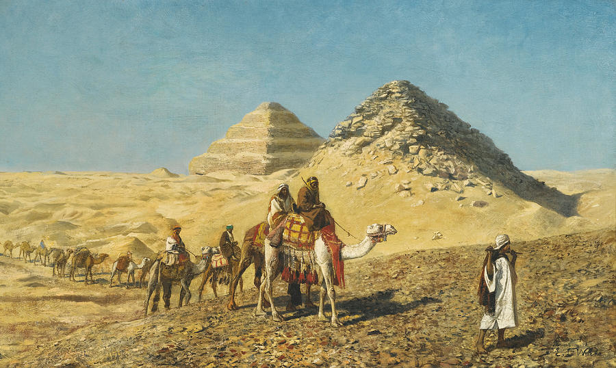 Camel Caravan Amid the Pyramids. Egypt Painting by Edwin Lord Weeks