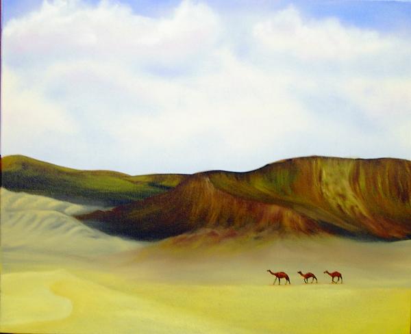 Camel Crossing Painting by Mike Daffron - Pixels