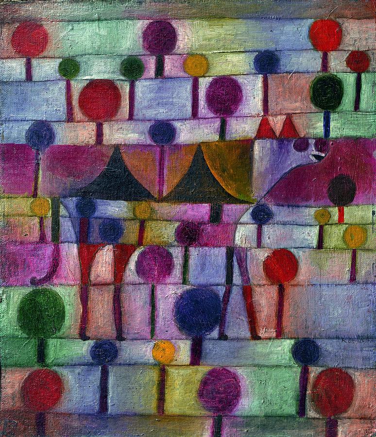 Camel In Rhythmic Wooded Landscape Painting by Paul Klee