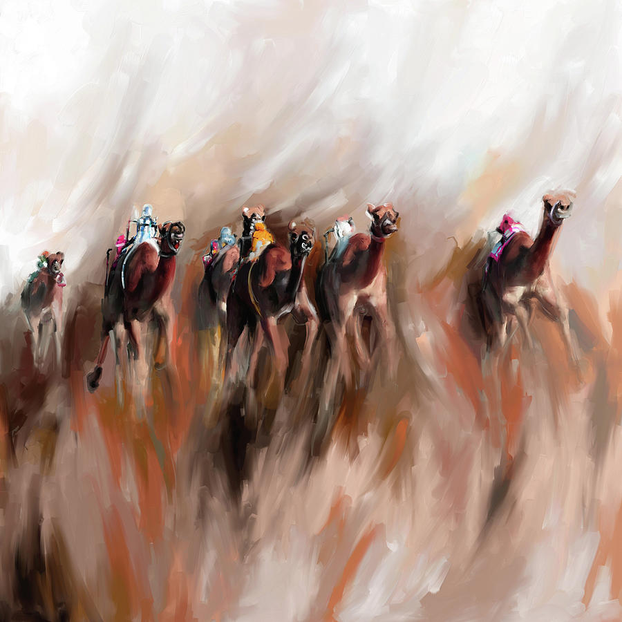 Camel Race 1 667 2 Painting by Mawra Tahreem