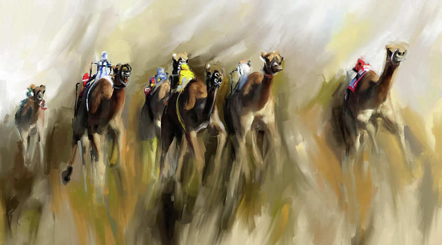 Camel Painting - Camel Race 1 667 3 by Mawra Tahreem