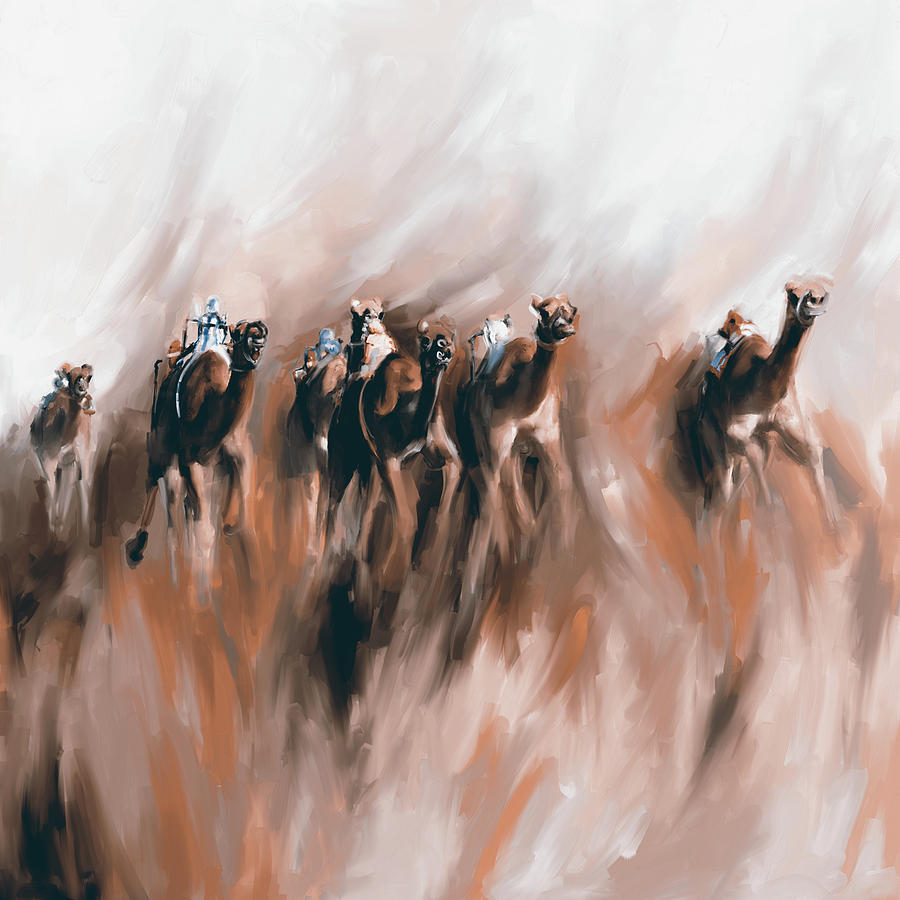 Camel Race 1 667 4 Painting by Mawra Tahreem