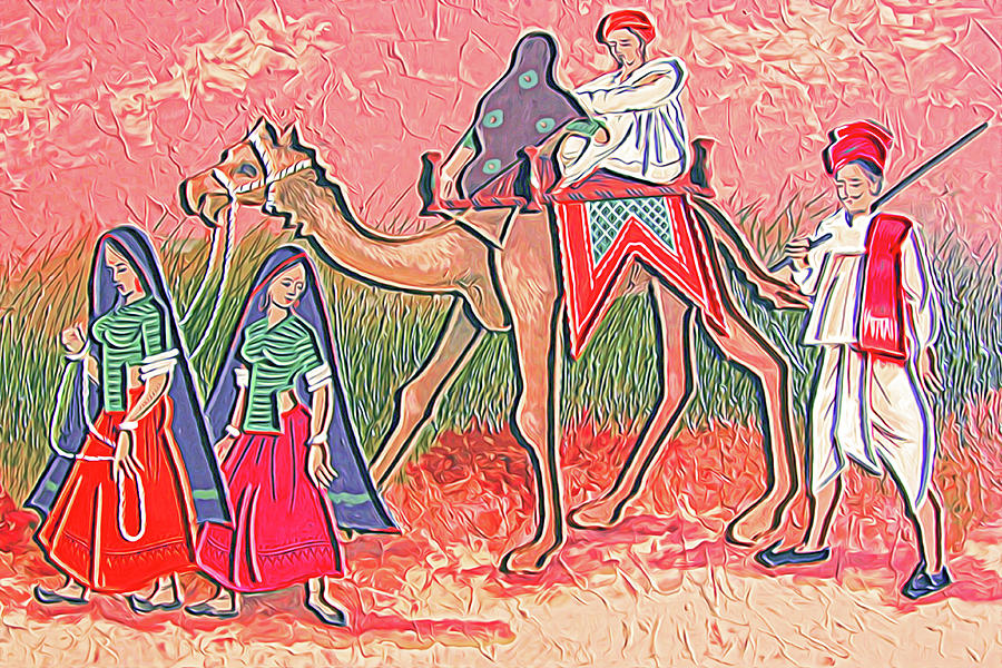 Camel Ride Painting by Munir Alawi