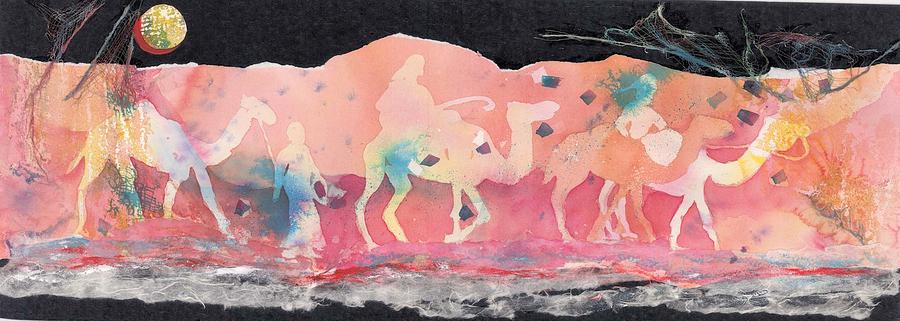 Camel Safari Collage Painting by Beena Samuel