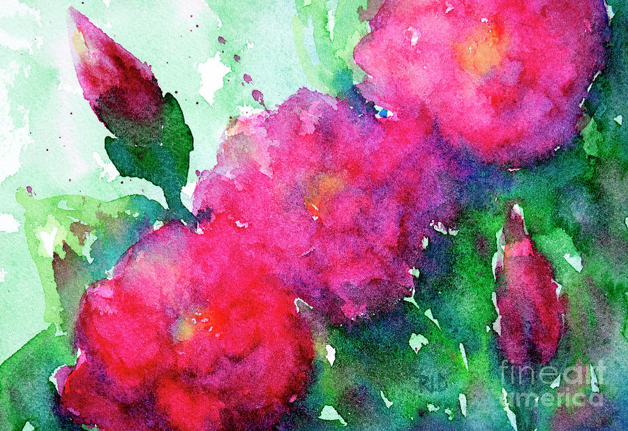 Camellia Abstract Painting by Rebecca Davis