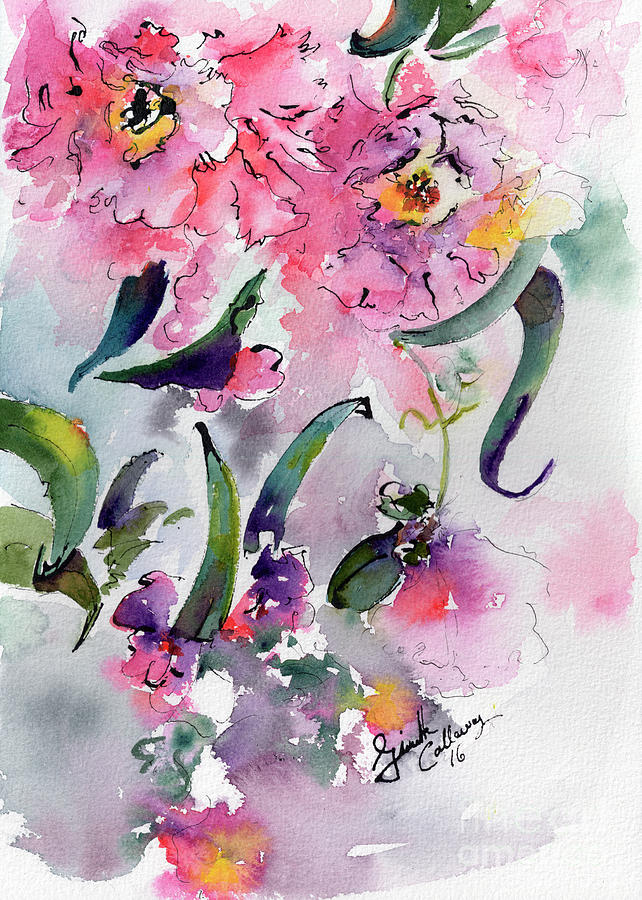 Camellia Alabama State Flower Watercolor Painting by Ginette Callaway
