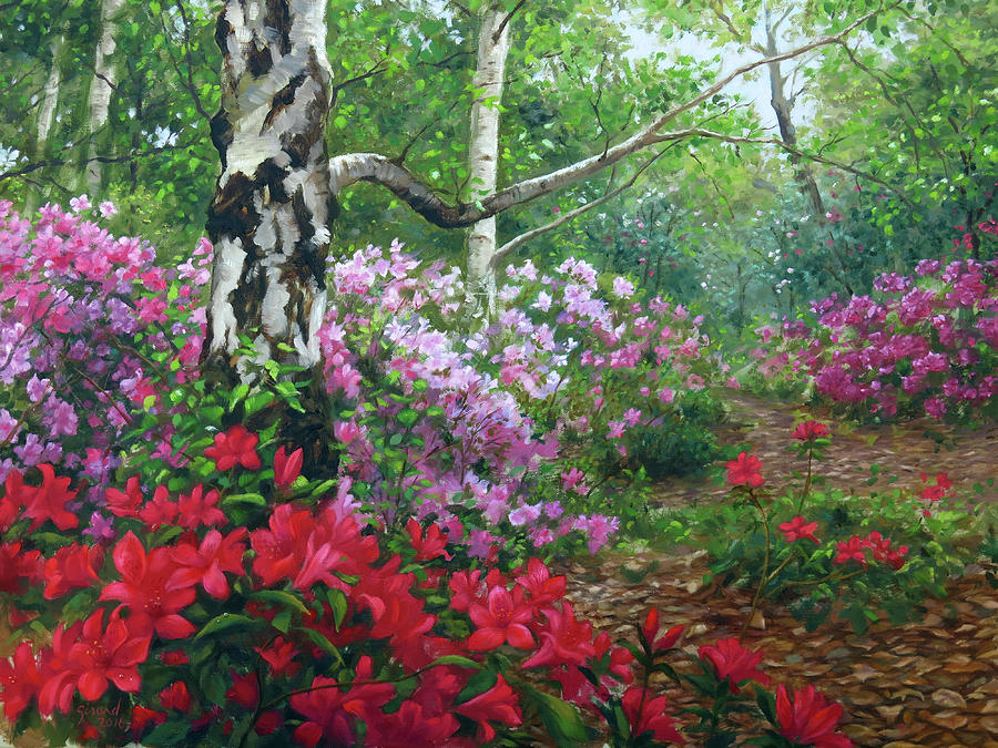 Camellia Forest, Descanso Gardens Painting by Johanna Girard