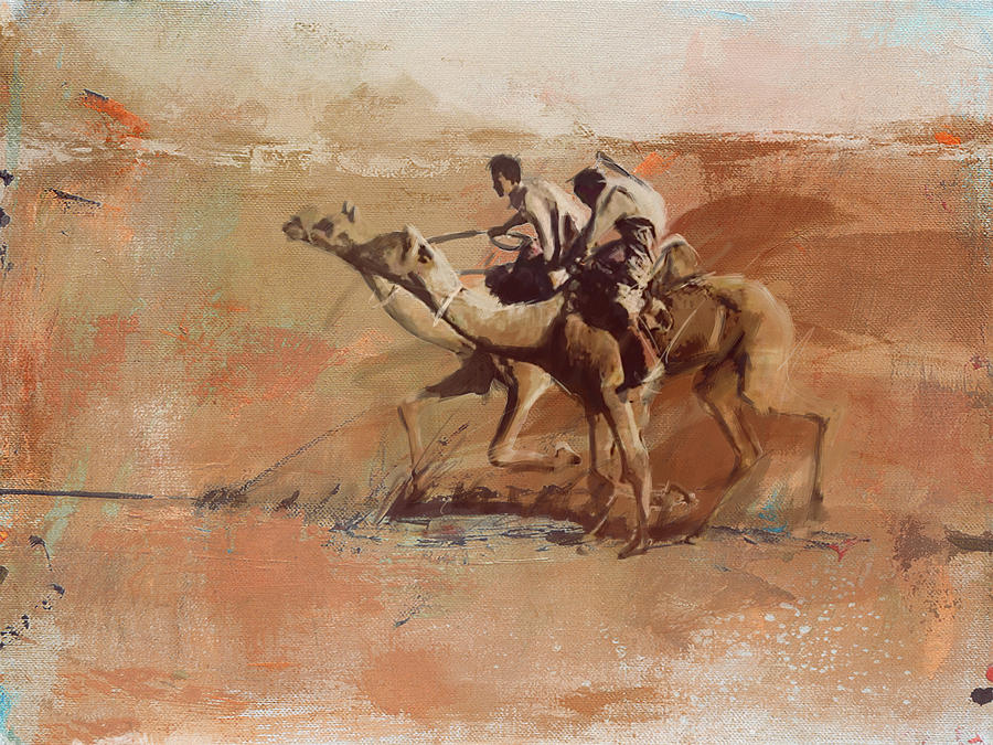 Camels and Desert 11 Painting by Mahnoor shah