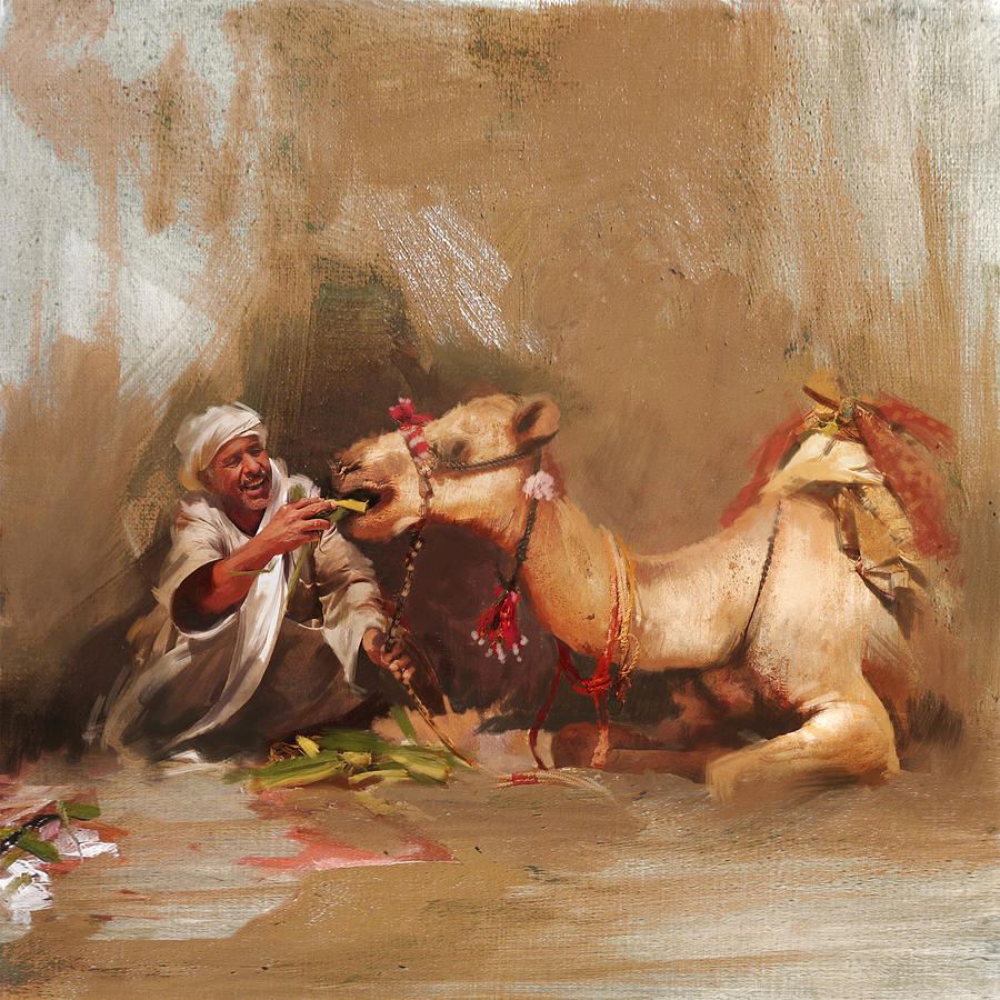 Camels and Desert 12 Painting by Mahnoor Shah