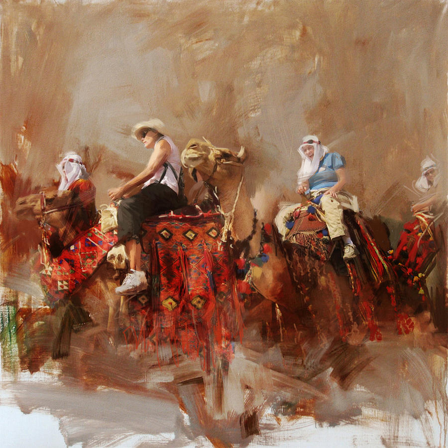 Camels and Desert 14 Painting by Mahnoor Shah