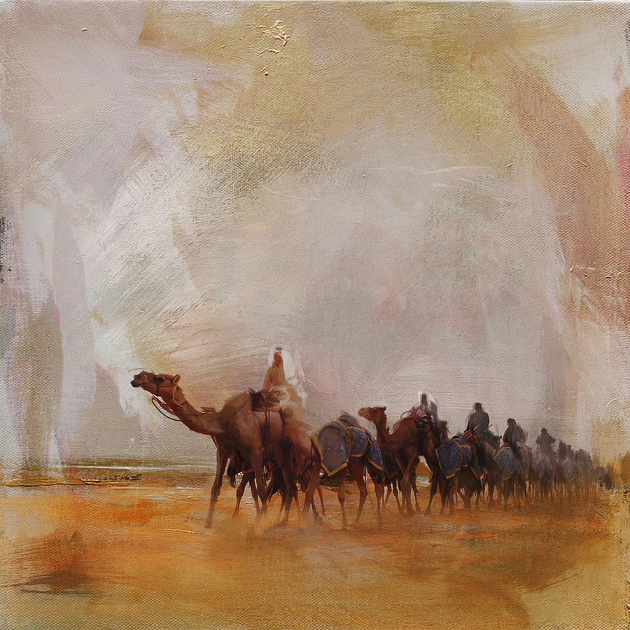 Camel Painting - Camels and Desert 15 by Mahnoor Shah