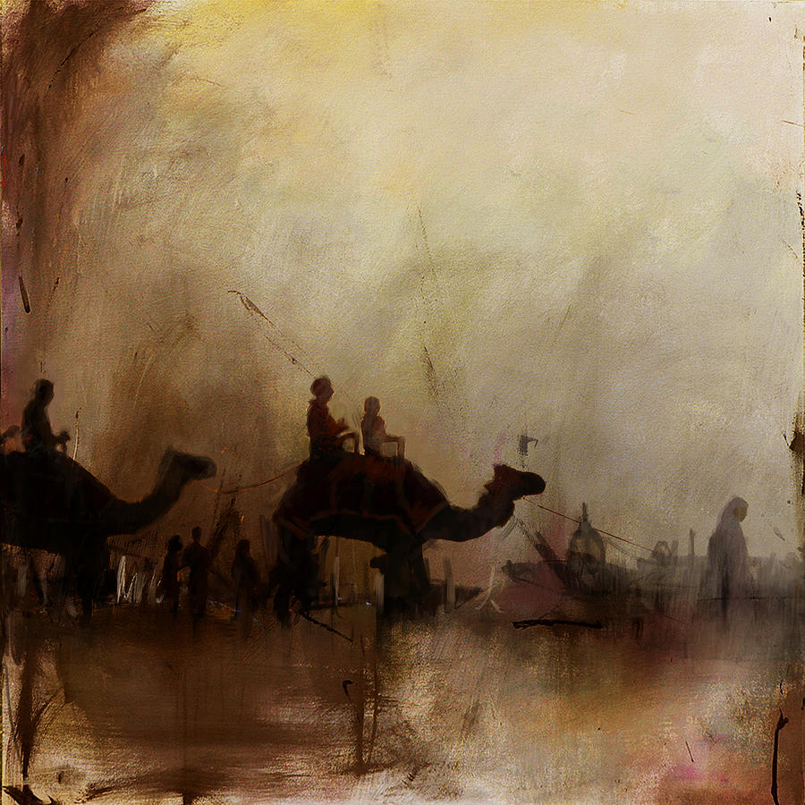 Camels and Desert 18 Painting by Mahnoor Shah